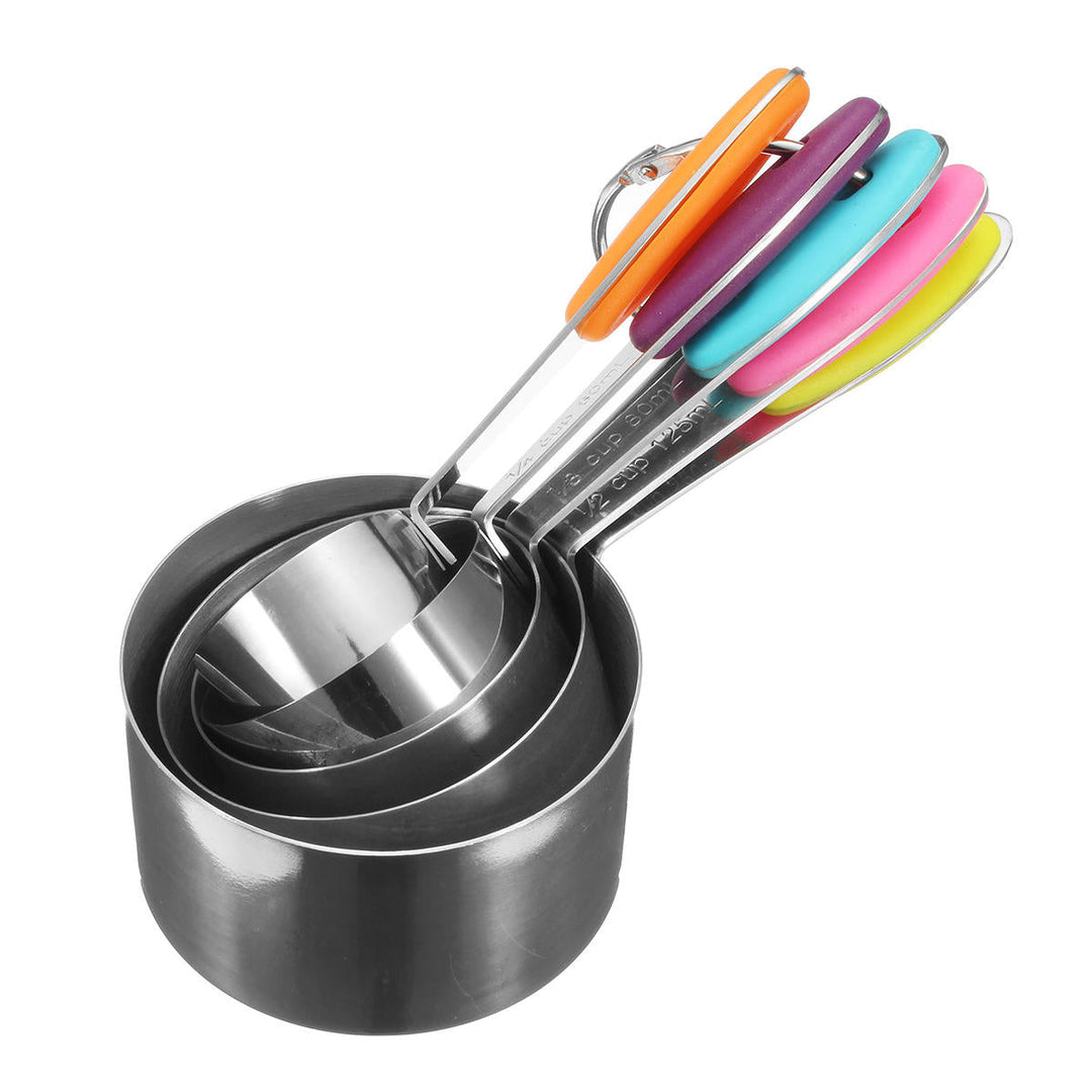 10Pcs Stainless Steel Measuring Cups and Spoons Tea Spoon Set Kitchen Tool Image 7