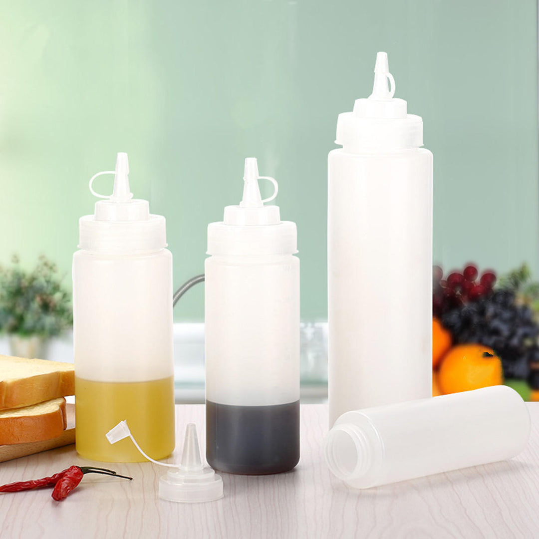 1,4,6,8X Clear Plastic Squeeze Sauce Ketchup Cruet Oil Bottles 8,12,16,24 oZ Flavouring Tool Image 9
