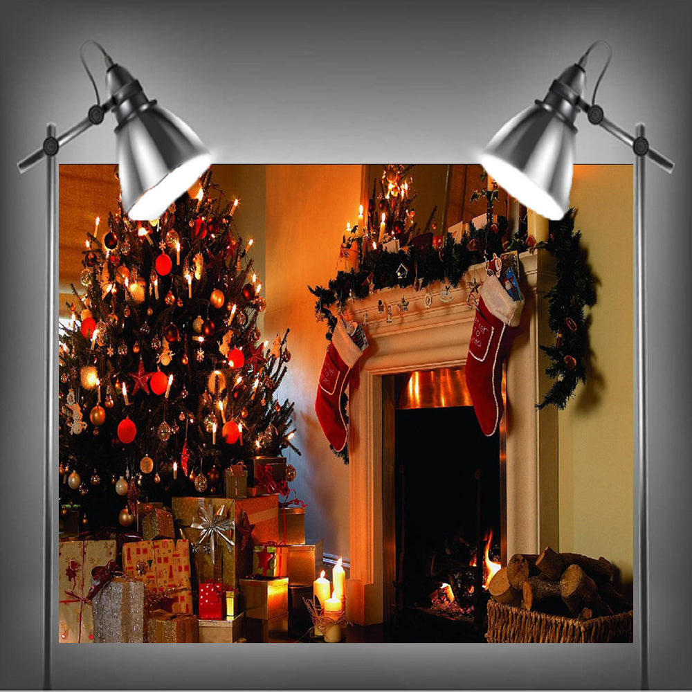 1.52m Fireplace Christmas Photography Background Cloth Backdrops Decoration Toys Image 2