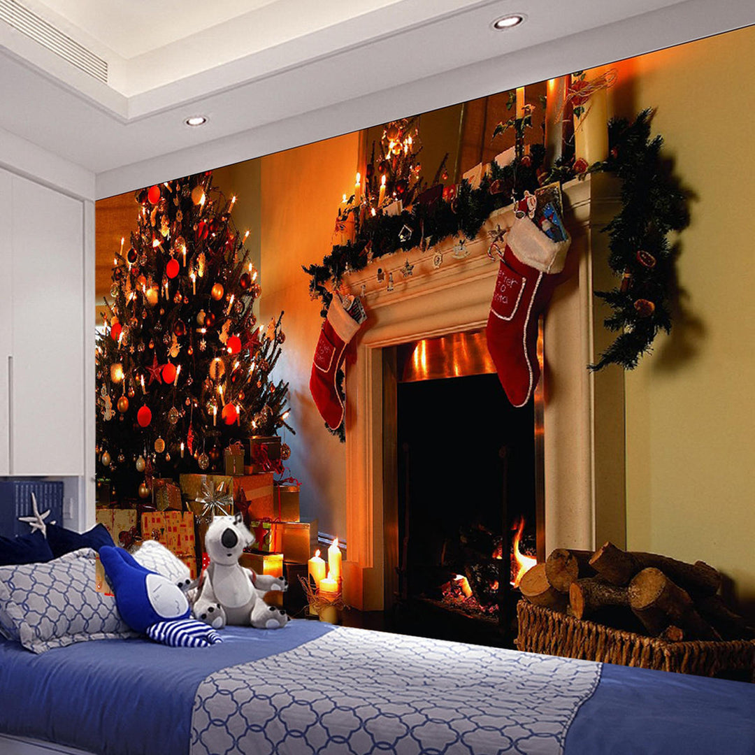 1.52m Fireplace Christmas Photography Background Cloth Backdrops Decoration Toys Image 3