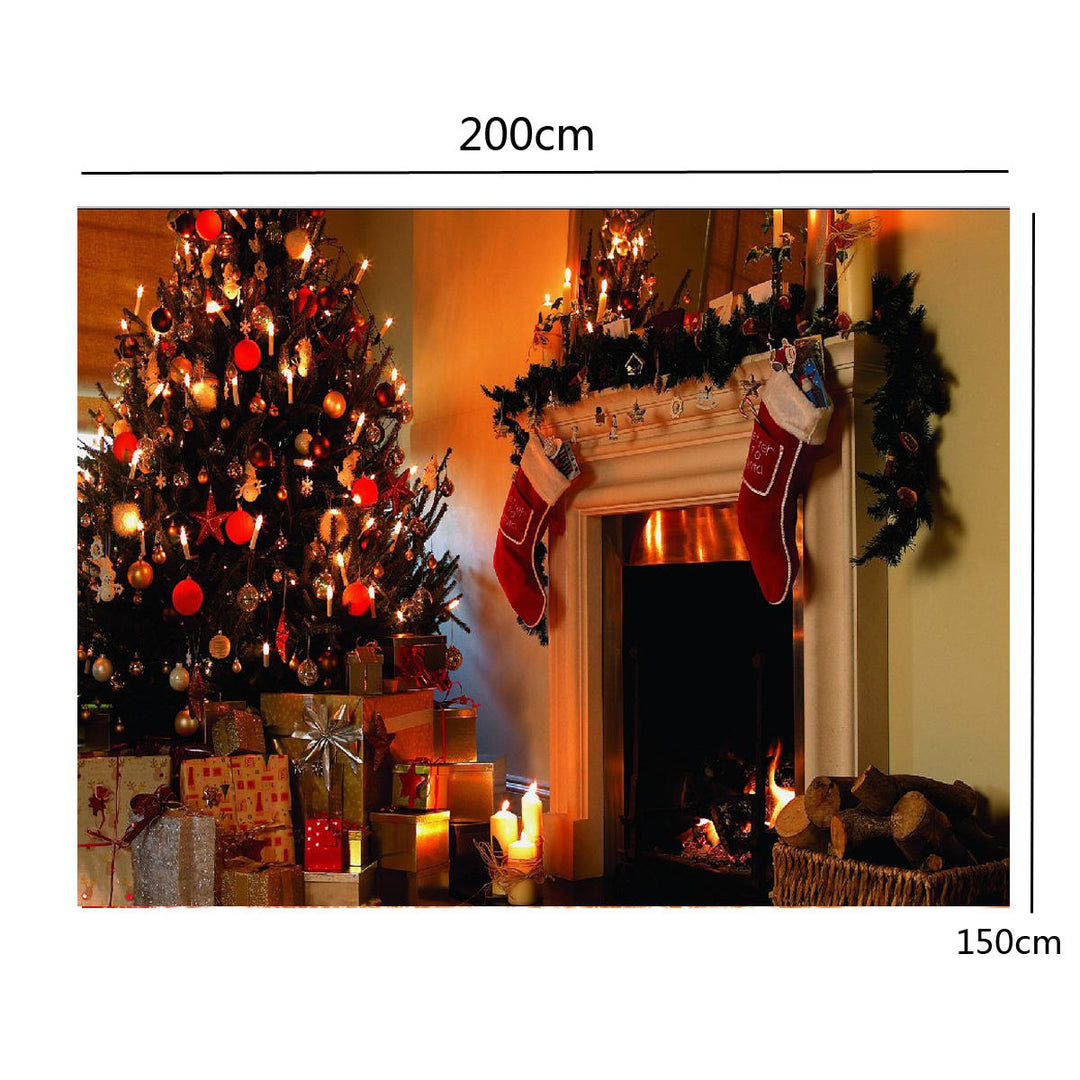 1.52m Fireplace Christmas Photography Background Cloth Backdrops Decoration Toys Image 4