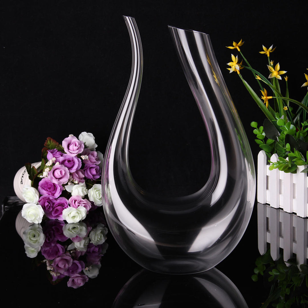 1.5L Wine Champange Glass Decanter U-shaped Bottle Jug Pourer Aerator Lead Free Crystal Glass Image 3