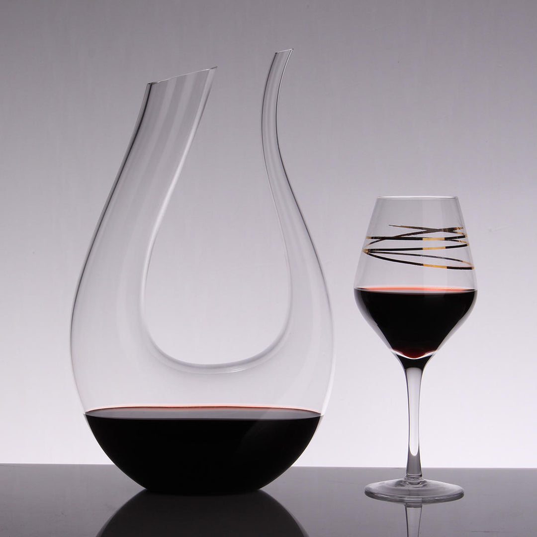 1.5L Wine Champange Glass Decanter U-shaped Bottle Jug Pourer Aerator Lead Free Crystal Glass Image 4