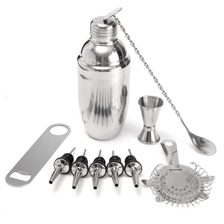 11pc Stainless Steel Cocktail Shaker Mixer Martini Spirits Muddler Pourer Strainer Bartender Set Image 1