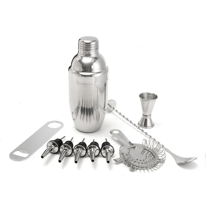 11pc Stainless Steel Cocktail Shaker Mixer Martini Spirits Muddler Pourer Strainer Bartender Set Image 11