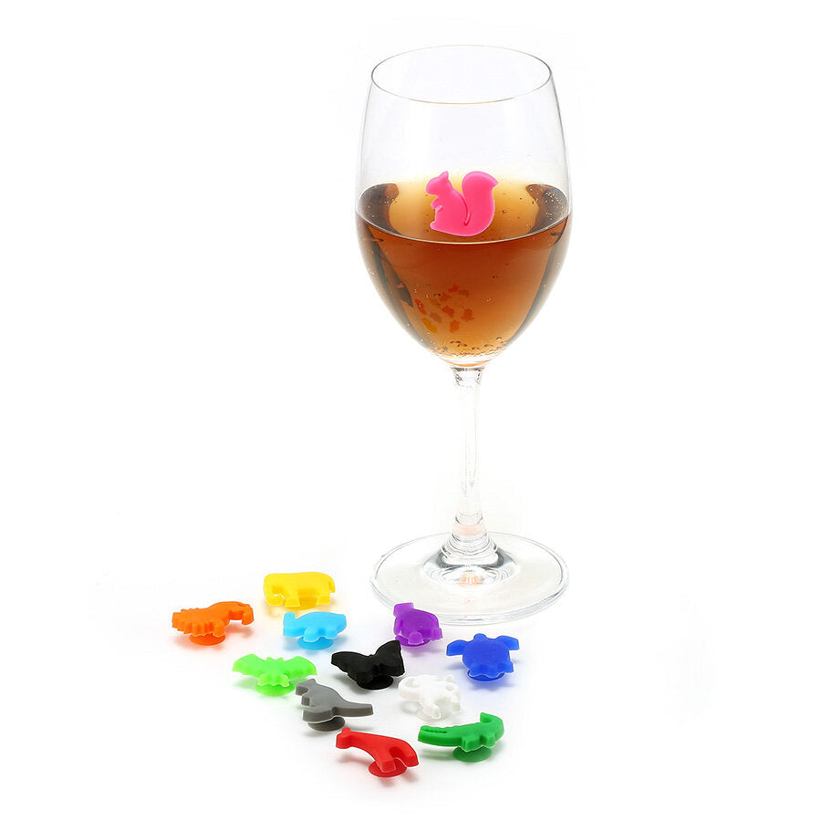 12 Pcs Silicone Animal Charm Glasses Cocktail Drinks Maker Bar Tool Image 1