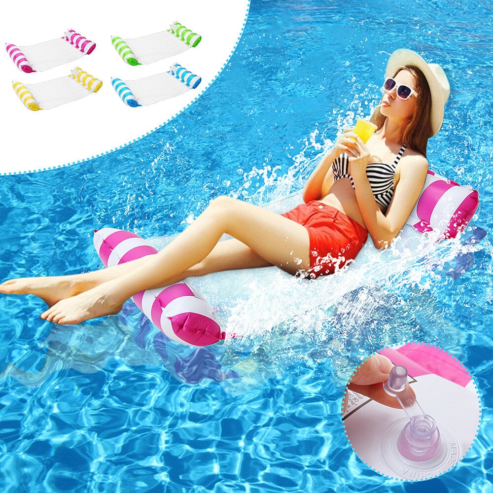 12065CM Hammock Foldable Dual-use Backrest Inflatable Toys Water Play Lounge Chair Floating Bed Leisure Toy with Image 3