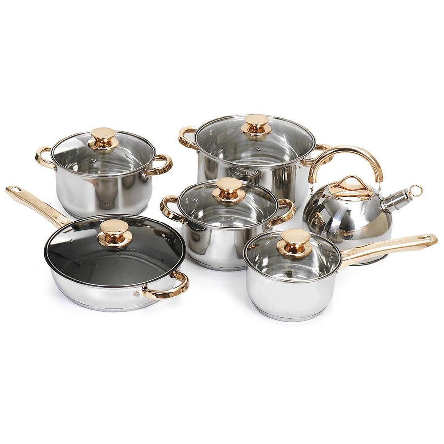 12PCS/Set Stainless Steel Cookware Pots Non Stick Frying Pan Kitchen Gas Induction Cooker Image 1