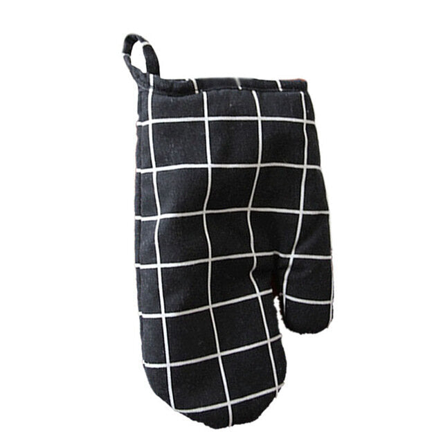 1PC Kitchen Heat Resistant Cloth Mitt Plaid Pattern Printed Baking Oven Insulation Anti-scald Glove Image 1