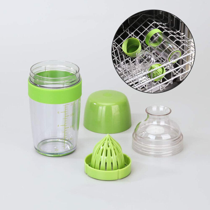 2 in 1 Leak-free Salad Dressing Bottle Shaker with Citrus Juicer - 250ml Image 2