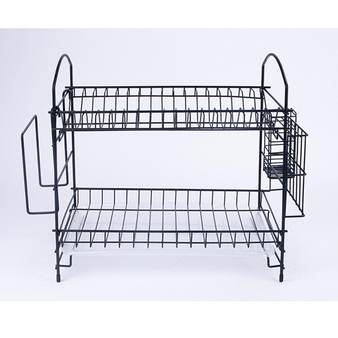 2 Layer Dish Drainer Cutlery Shelf Drying Holder Rack Drip Tray Kitchen Storage Image 7