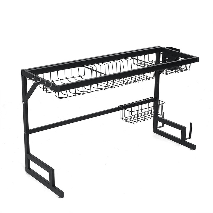 2 Tier Dish Drainer Over Double Sink Drying Rack Draining Tray Fruit Plate Bowl Kitchen Storage Rack Image 4