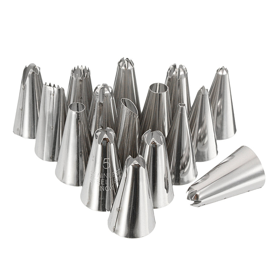 14Pcs Stainless Steel Flower Icing Piping Nozzles Cake Pastry Decorating Accessories Baking Tool Image 1