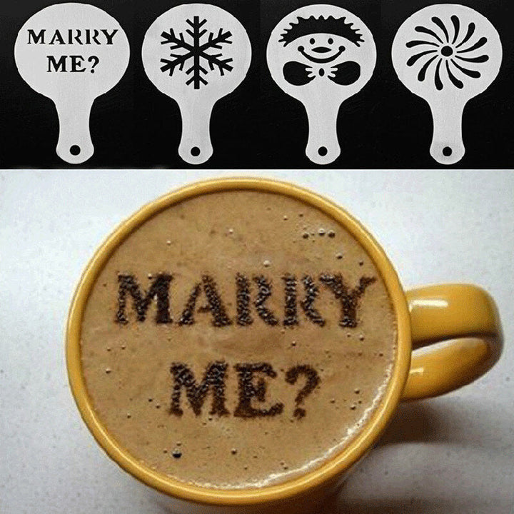16 Pcs Plastic Coffee Template Stencils Cappuccino Chocolate Latte Art Mold Tools Image 2