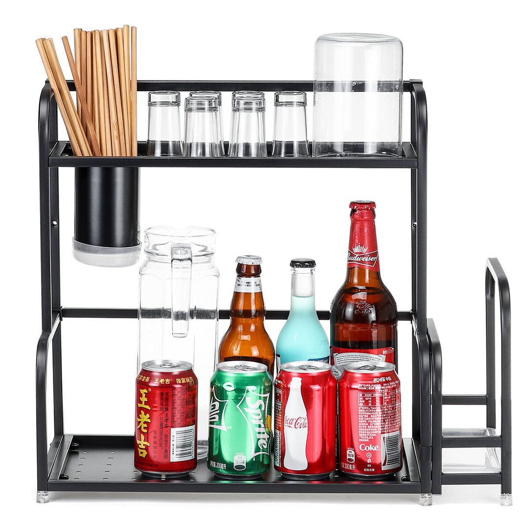 2-Tier Kitchen Countertop Spice Rack Organizer Cabinet Shelves Holder Rack Image 1