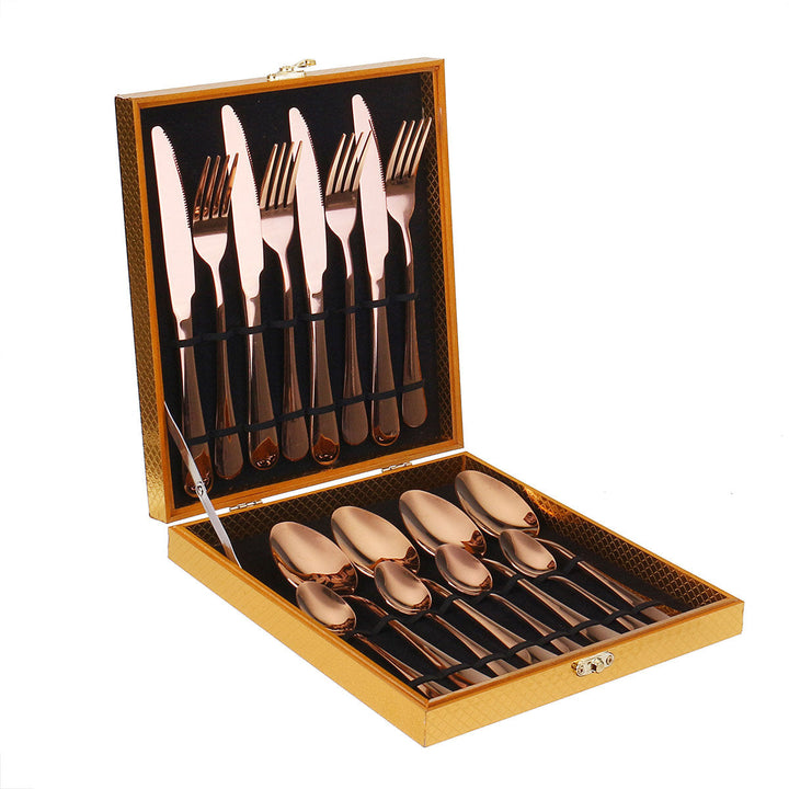 16PCS Cutlery Set Stainless Steel Rainbow Fork Spoon Kitchen Dinnerware Sets With Storage Box Image 1