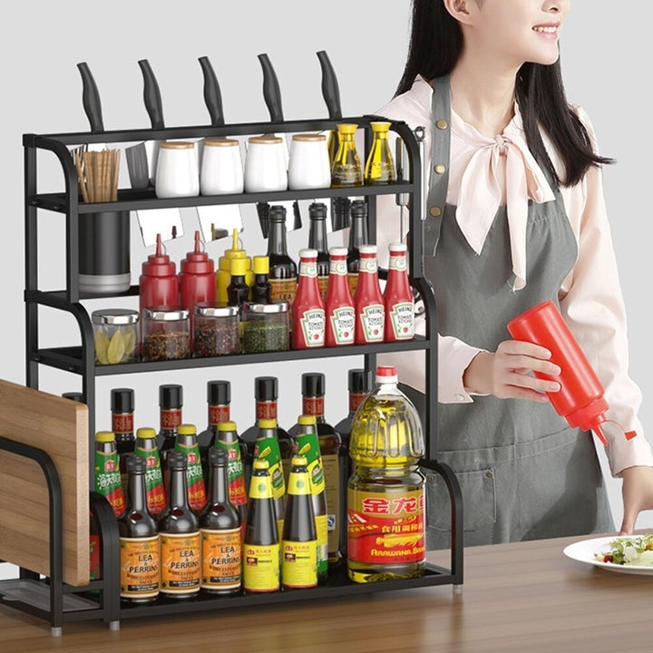 2-Tier Kitchen Countertop Spice Rack Organizer Cabinet Shelves Holder Rack Image 3