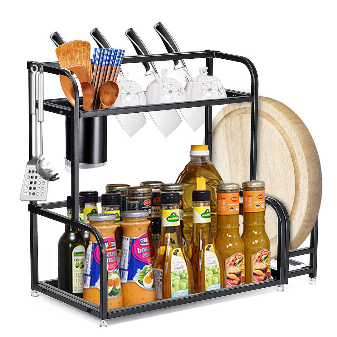 2-Tier Kitchen Countertop Spice Rack Organizer Cabinet Shelves Holder Rack Image 6