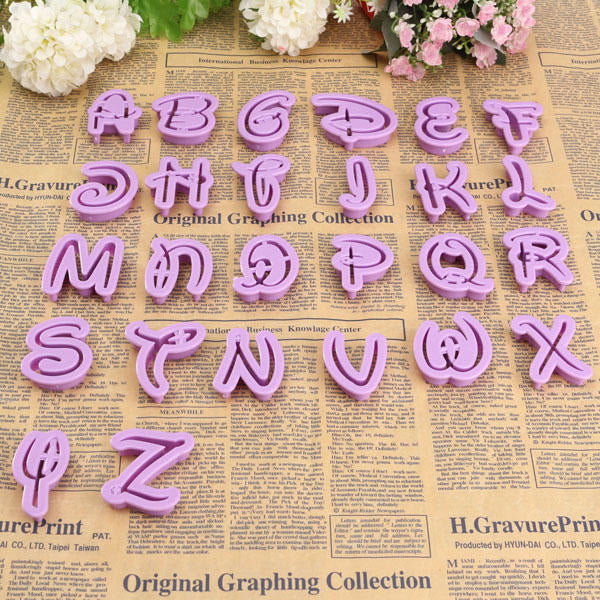 26PCS Plastic Alphabet Cookie Cutter Letter Biscuit Fondant Mold Cake Decorating Tool Image 4