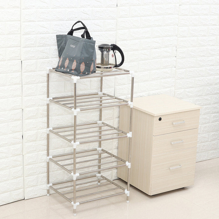 201 Stainless Steel 5 layers Landing Storage Rack for Home Kitchen Shelf Arrangement Tool Image 3