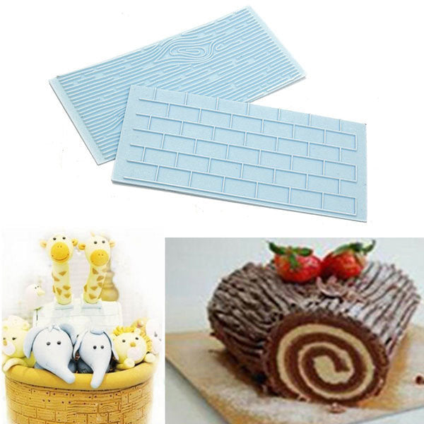 2pcs Tree Bark Wall Metope Silicone Cake Fondant Mold Candy Cookie Baking Tool Image 2