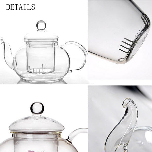 350ML-1000ML Heat Resistant Glass Teapot With Infuser Coffee Tea Leaf Image 9