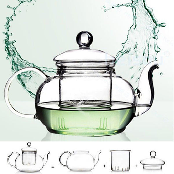 350ML-1000ML Heat Resistant Glass Teapot With Infuser Coffee Tea Leaf Image 10