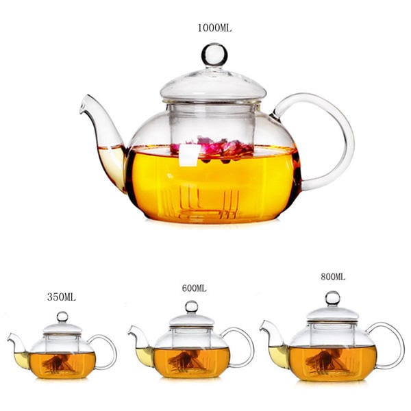 350ML-1000ML Heat Resistant Glass Teapot With Infuser Coffee Tea Leaf Image 12