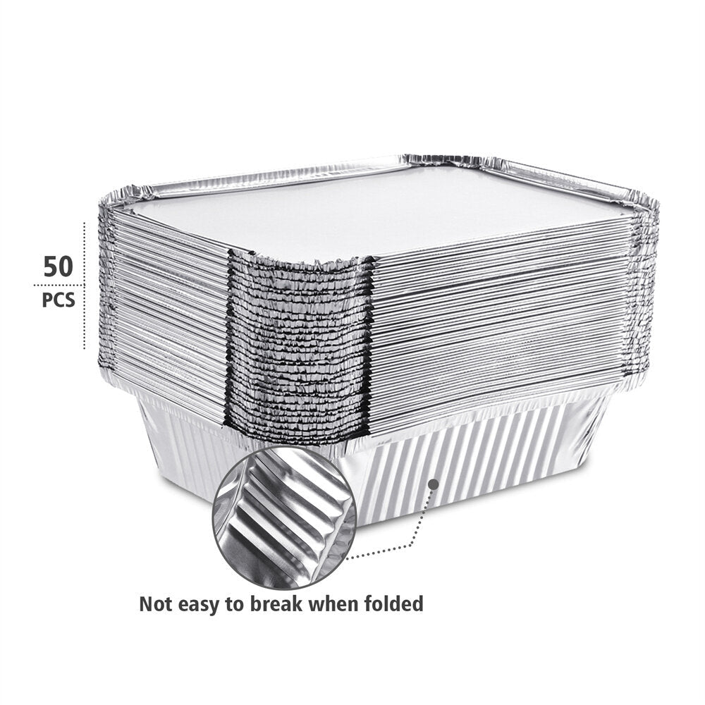 30,50X Foil Aluminum Trays With Lid Disposable Roaster Bake Oven Takeaway Image 2