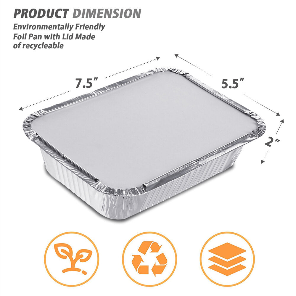 30,50X Foil Aluminum Trays With Lid Disposable Roaster Bake Oven Takeaway Image 3