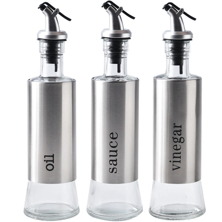 300ML Olive Oil Dispenser Bottles with Funnel Stainless Steel Oil Pourer Dispensing Bottles Oil Vinegar Sauce Bottle Image 1