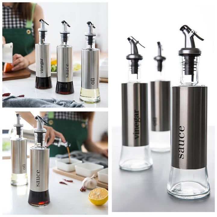 300ML Olive Oil Dispenser Bottles with Funnel Stainless Steel Oil Pourer Dispensing Bottles Oil Vinegar Sauce Bottle Image 2