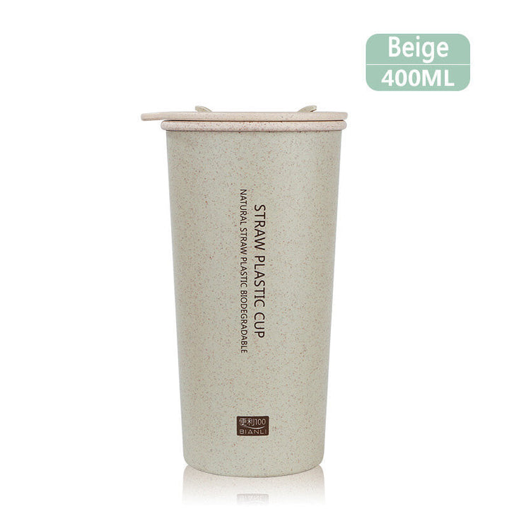 300mL,400mL Wheat Fiber Double Layer Insulation Mug Student Cup Creative Water Bottle Image 2
