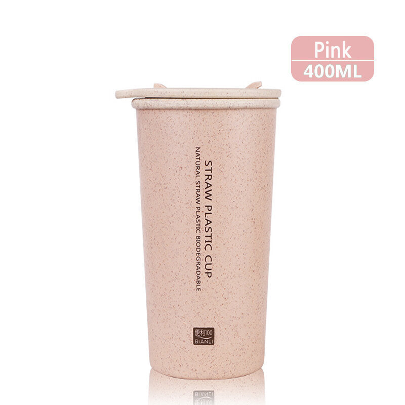 300mL,400mL Wheat Fiber Double Layer Insulation Mug Student Cup Creative Water Bottle Image 3