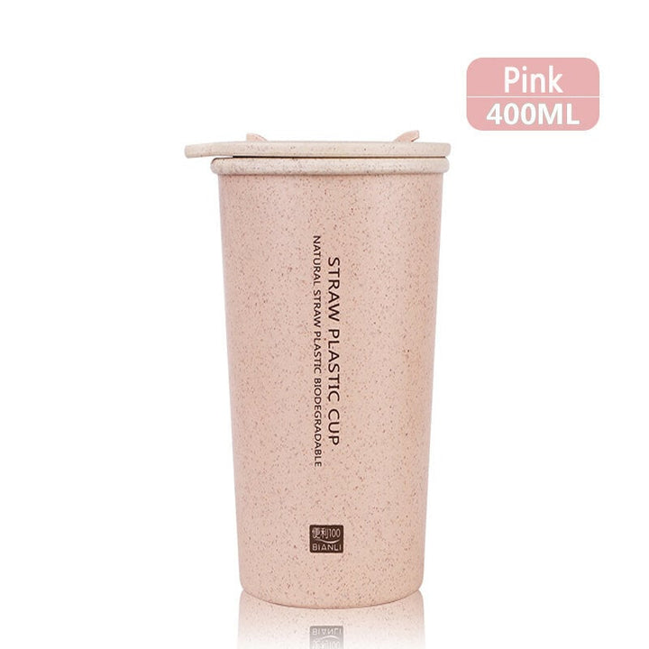 300mL,400mL Wheat Fiber Double Layer Insulation Mug Student Cup Creative Water Bottle Image 1