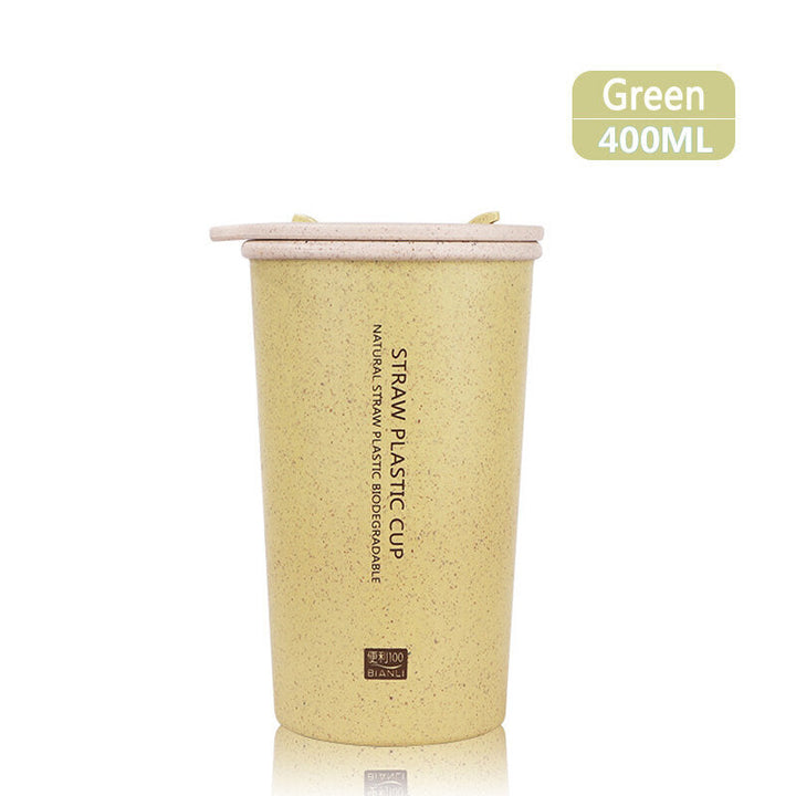 300mL,400mL Wheat Fiber Double Layer Insulation Mug Student Cup Creative Water Bottle Image 4