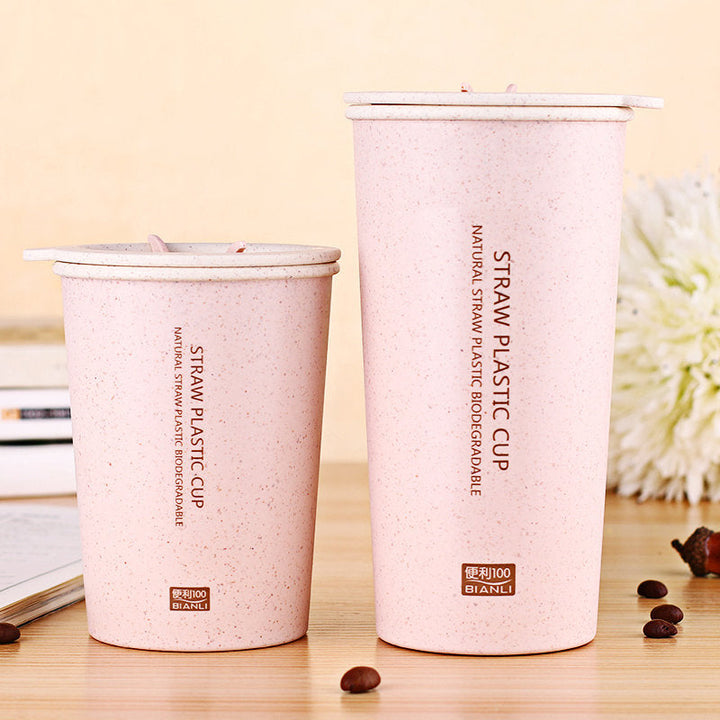 300mL,400mL Wheat Fiber Double Layer Insulation Mug Student Cup Creative Water Bottle Image 8