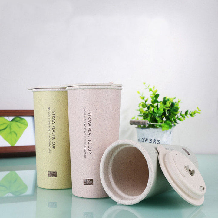 300mL,400mL Wheat Fiber Double Layer Insulation Mug Student Cup Creative Water Bottle Image 9