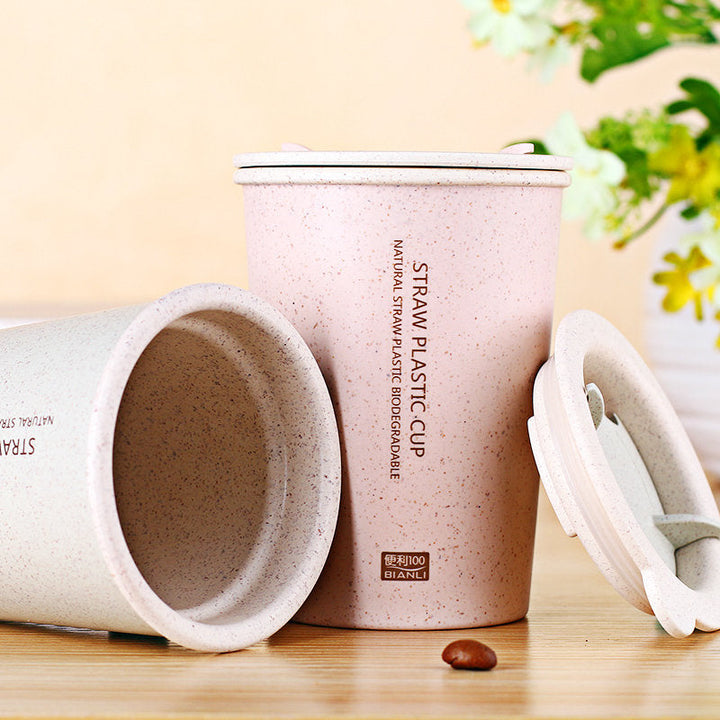 300mL,400mL Wheat Fiber Double Layer Insulation Mug Student Cup Creative Water Bottle Image 10