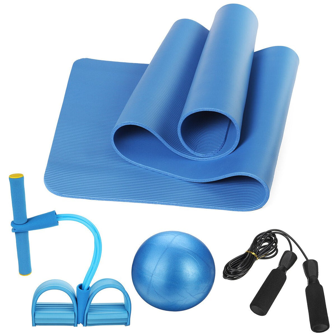 4PCS Yoga Beginner Kit Set Anti-skid Pilates Ball + Jump Rope + Resistance Band + Yoga Mats Home Fitness Tools Image 1