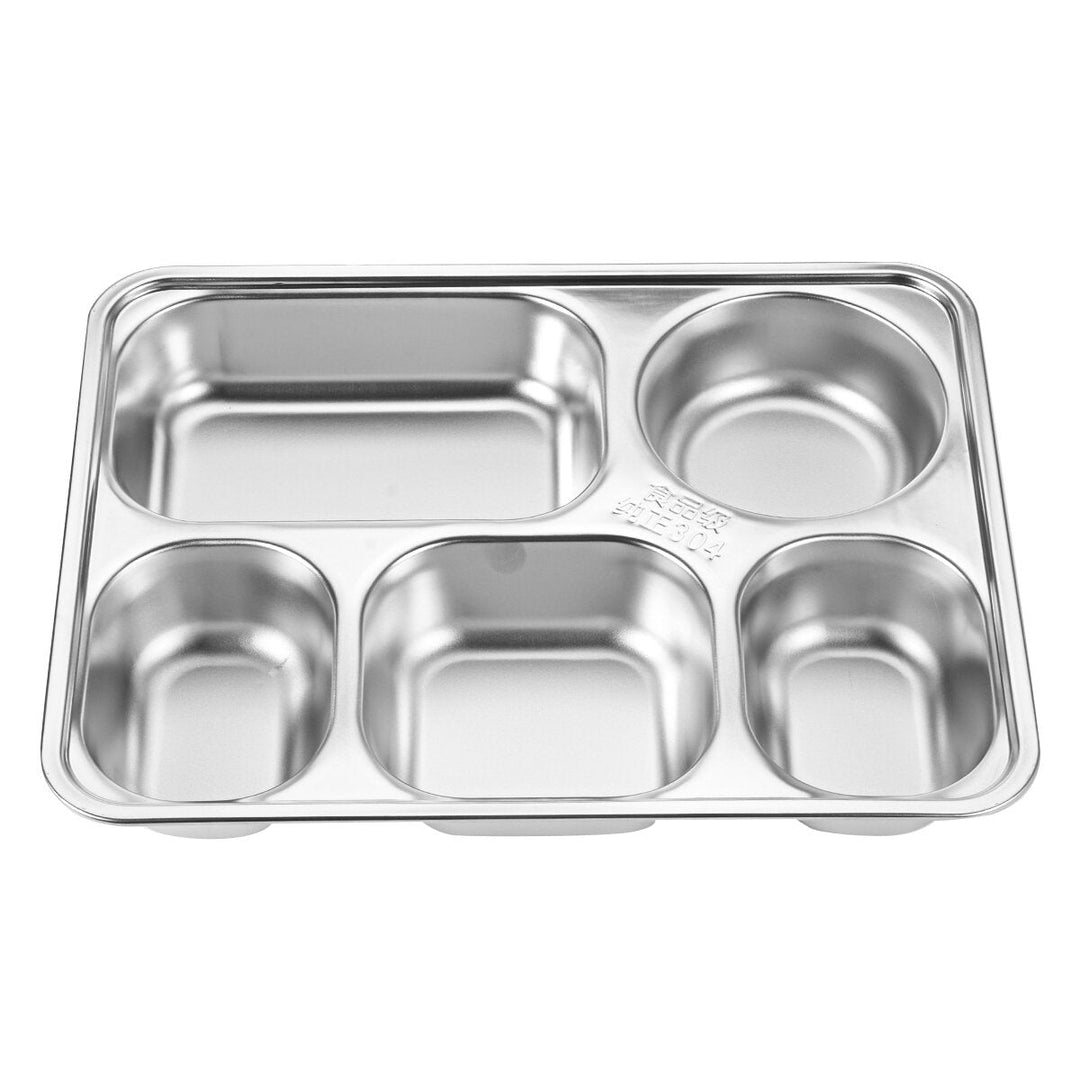4 Grids/5 Grids Sealed 304 Stainless Steel Square Lunch Box Large Capacity Food Container With Handle Image 2