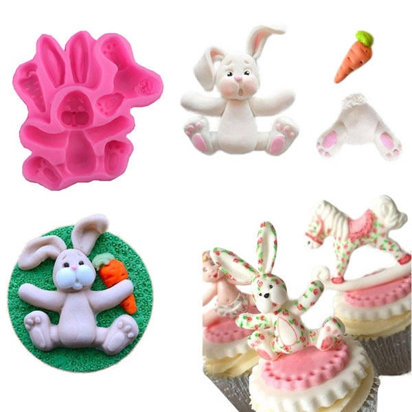 3D RABBIT Easter Bunny Silicone Mould Fondant Cake Baking Molds M116 Kitchen Accessories Image 2