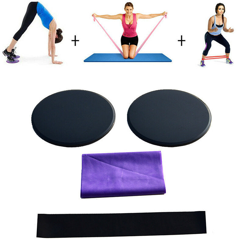 3Pcs,Set Yoga Gliding Sliding Plate Elastic Band Resistance Bands Set Fitness Hip Muscle Training Yoga Kits Image 1