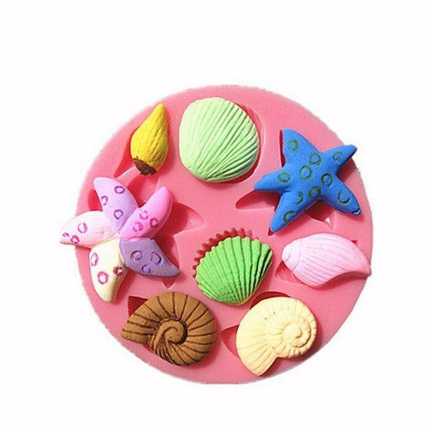 3D Silicone Sea Shells Starfish Sea Snail Fondant Cake Chocolate Mold Mould Cake Decoration Image 1