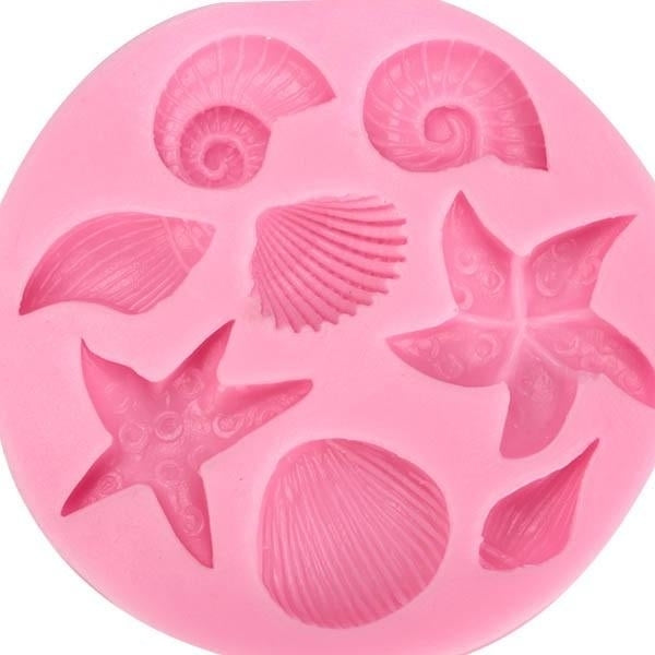 3D Silicone Sea Shells Starfish Sea Snail Fondant Cake Chocolate Mold Mould Cake Decoration Image 3
