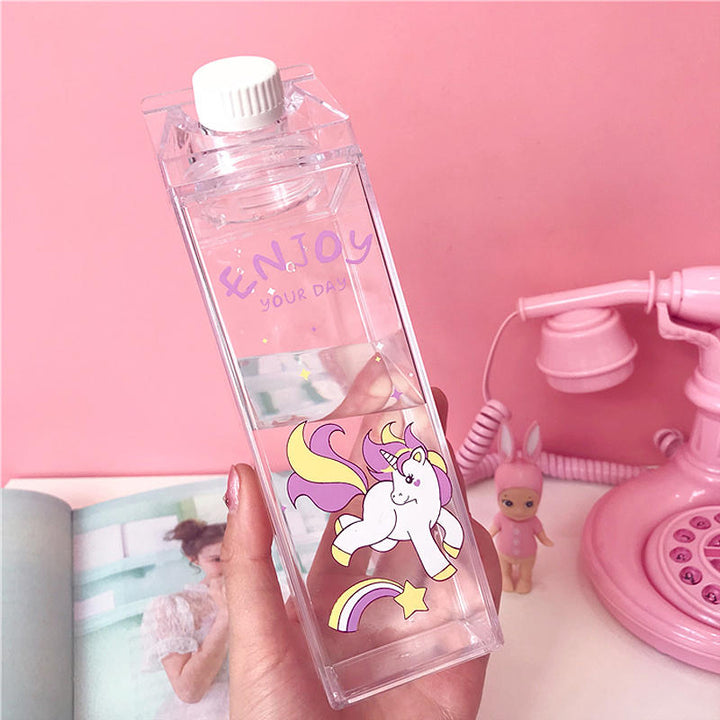500ml Fantastic Summer Unicorn Cartoon Milk Drink Box Water Bottle Birthday Kid Image 4