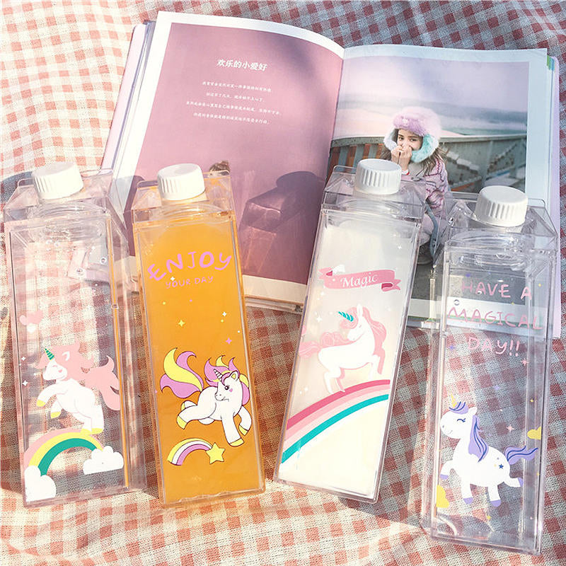 500ml Fantastic Summer Unicorn Cartoon Milk Drink Box Water Bottle Birthday Kid Image 8