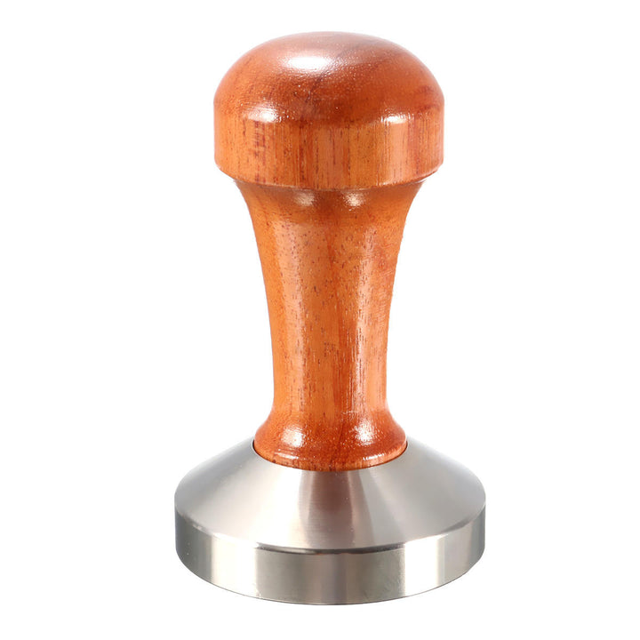 53mm Stainless Steel Cafe Coffee Tamper Bean Press for Espresso Flat Base Wooden Handle Image 1