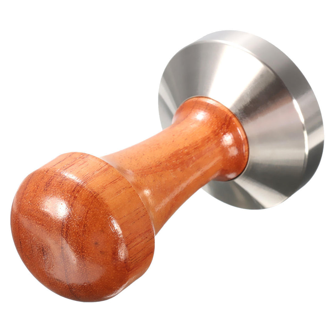 53mm Stainless Steel Cafe Coffee Tamper Bean Press for Espresso Flat Base Wooden Handle Image 6