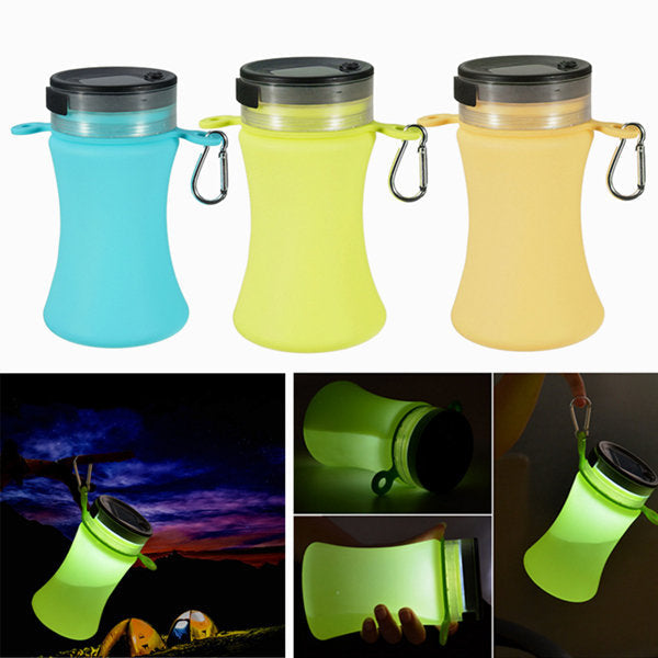 550ml Collapsible Silicone Waterproof Sport Water Bottle With Solar Energy Charge LED Camping Latern Image 6